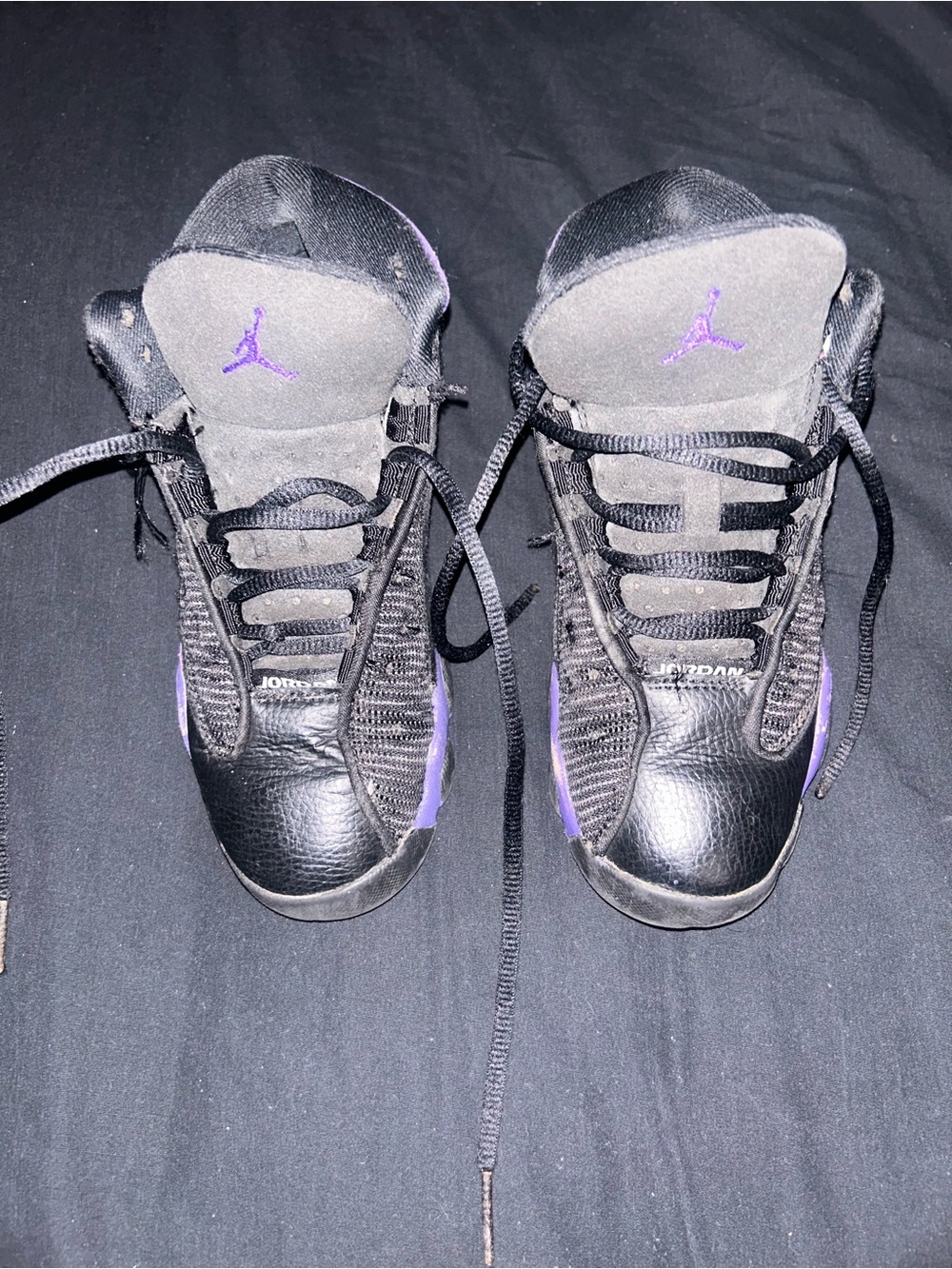 Jordan Kids Black and Purple High-Top Sneakers